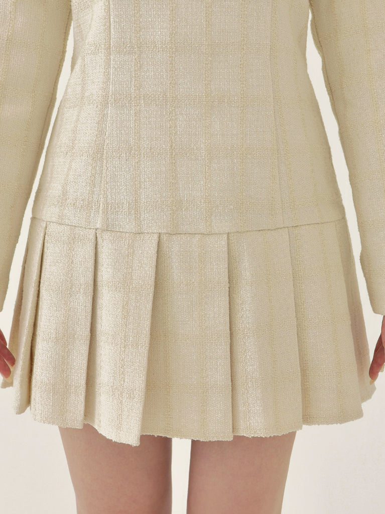 Tweed check pleated onepiece(eme10563)