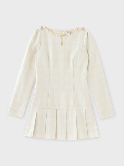 Tweed check pleated onepiece(eme10563)