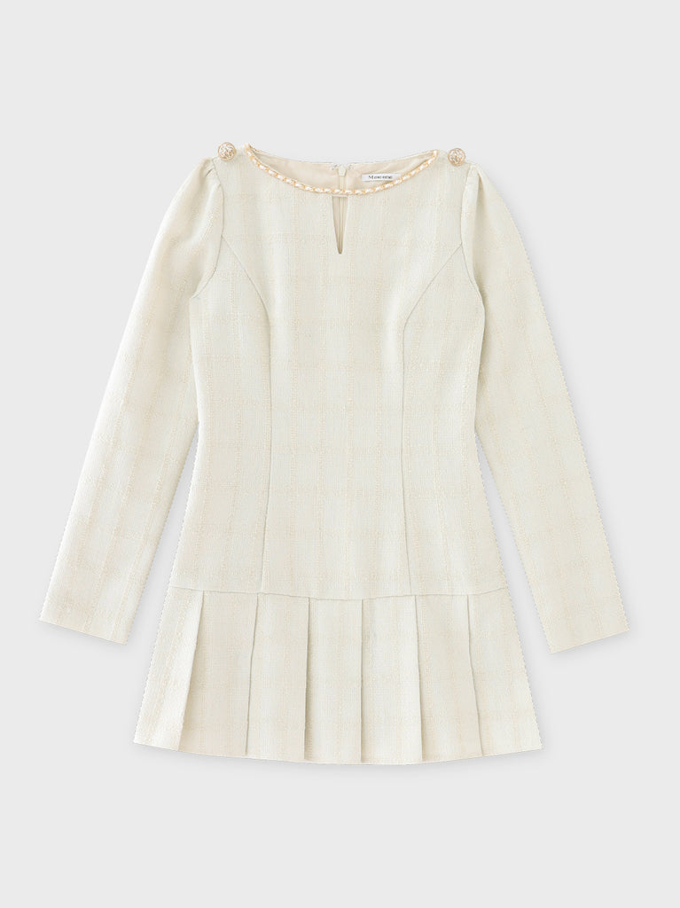 Tweed check pleated onepiece(eme10563)