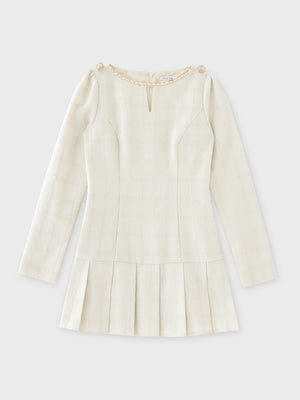 Tweed check pleated onepiece(eme10563)