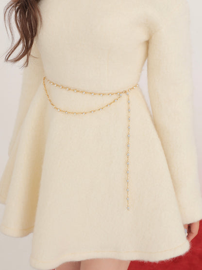 One shoulder bijou belt onepiece(eme10564)