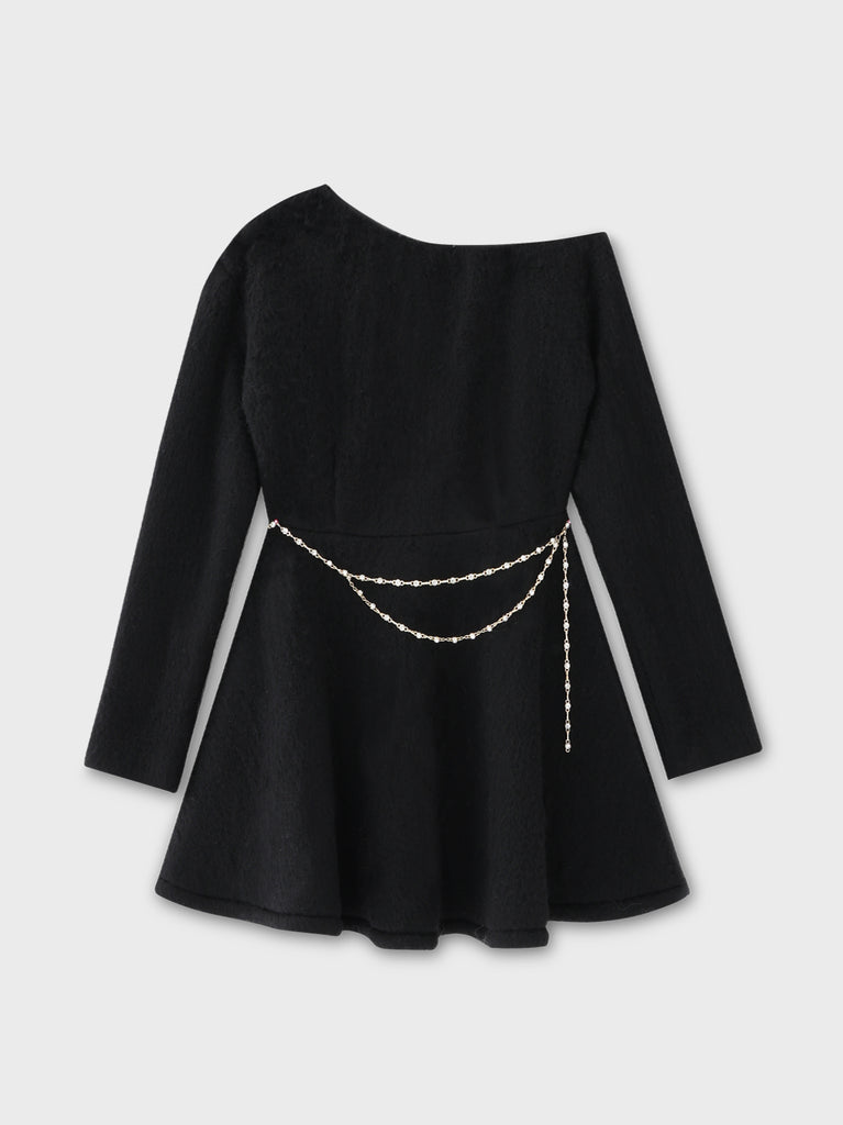 One shoulder bijou belt onepiece(eme10564)