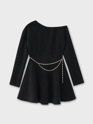 One shoulder bijou belt onepiece(eme10564)