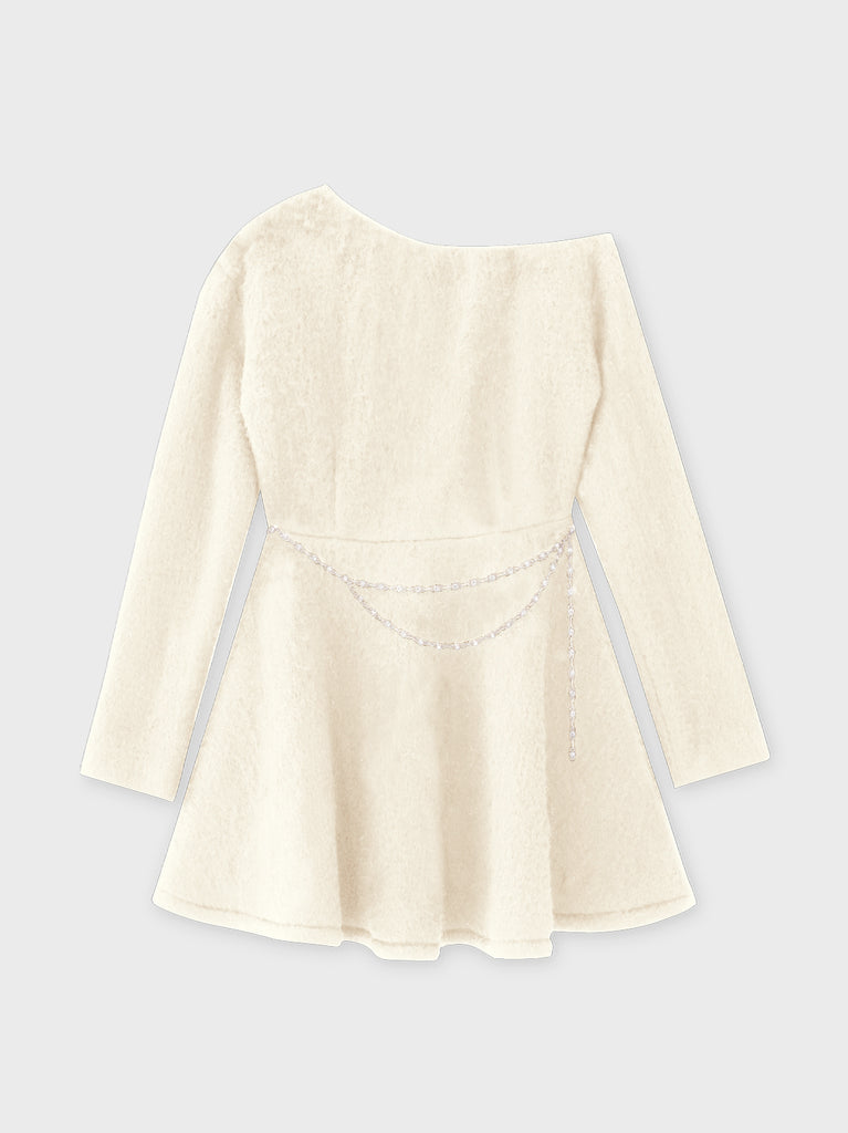 One shoulder bijou belt onepiece(eme10564)