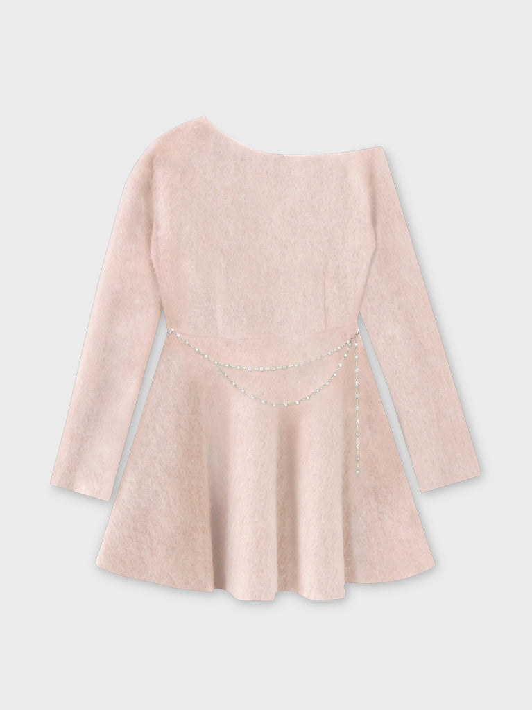 One shoulder bijou belt onepiece(eme10564)