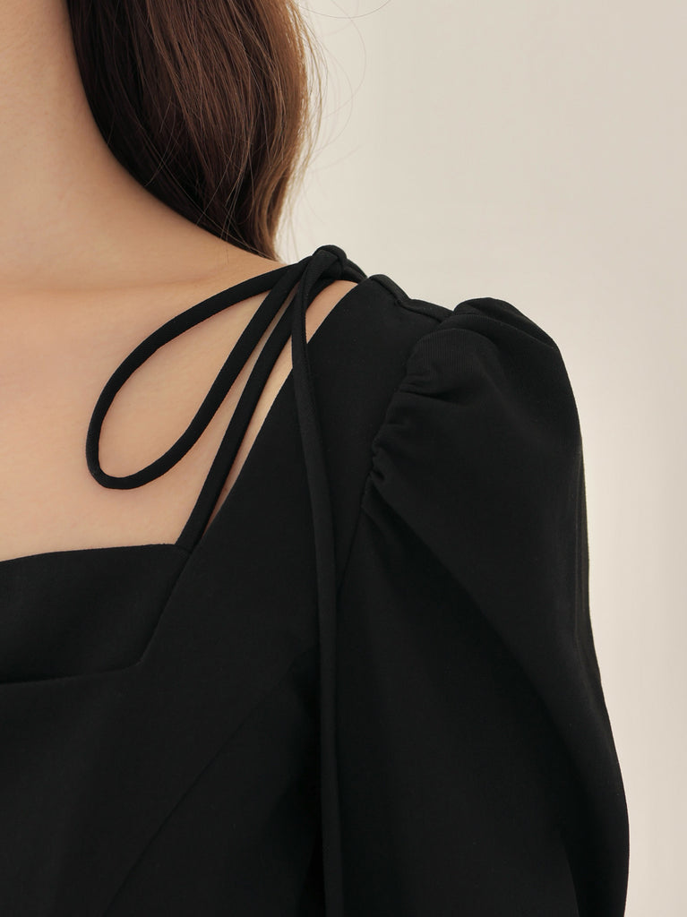 Square neck puff mini onepiece(eme10565)