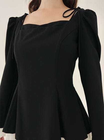 Square neck puff mini onepiece(eme10565)