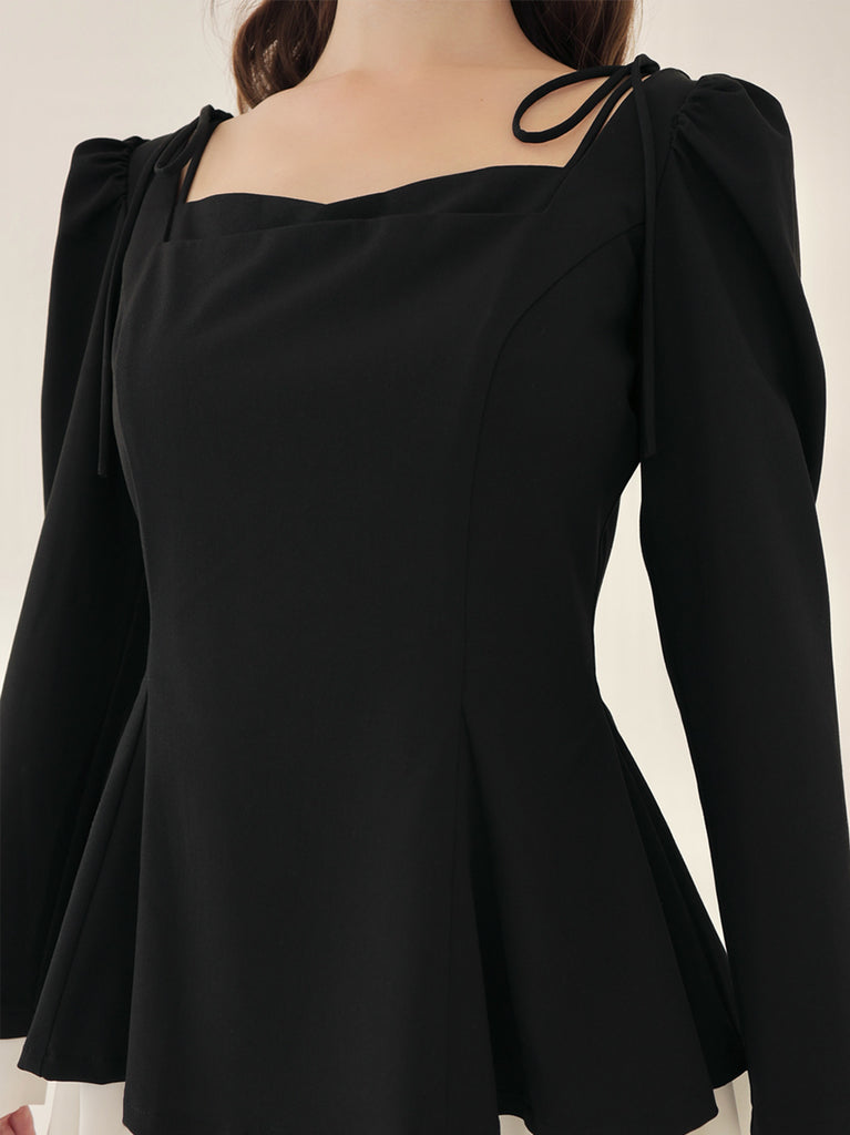 Square neck puff mini onepiece(eme10565)