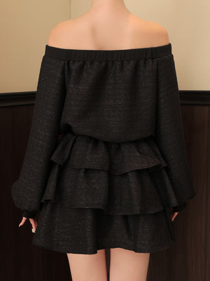 【Pre Order】Tweed zip ruffle set up(eme10566)