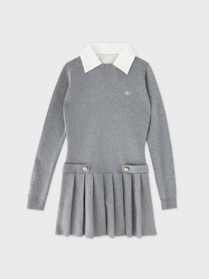 【Pre Order】Noble line pleated mini onepiece(eme10571)