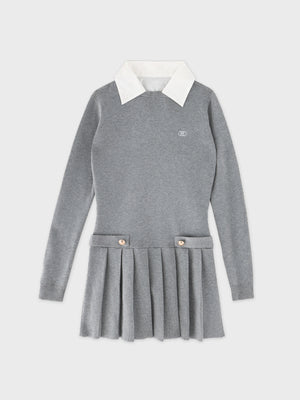 【Pre Order】Noble line pleated mini onepiece(eme10571)