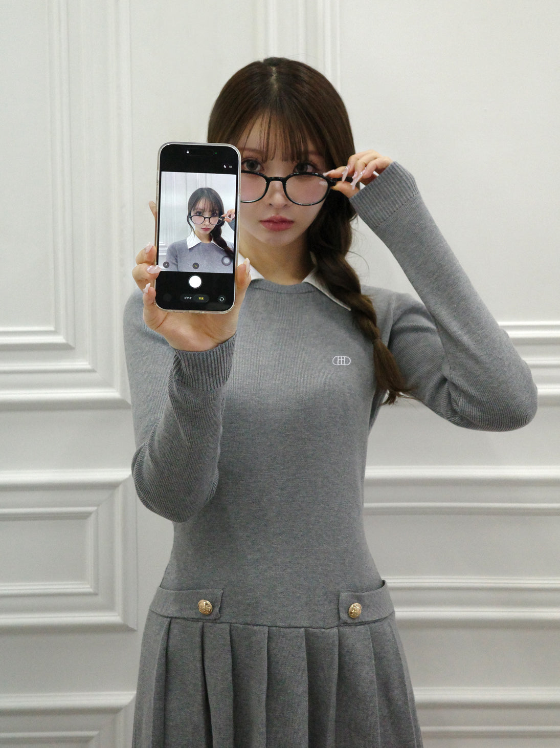 model：160cm　(size：F　color：Gray)