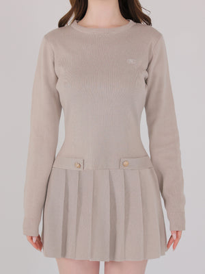 【Pre Order】Noble line pleated mini onepiece(eme10571)