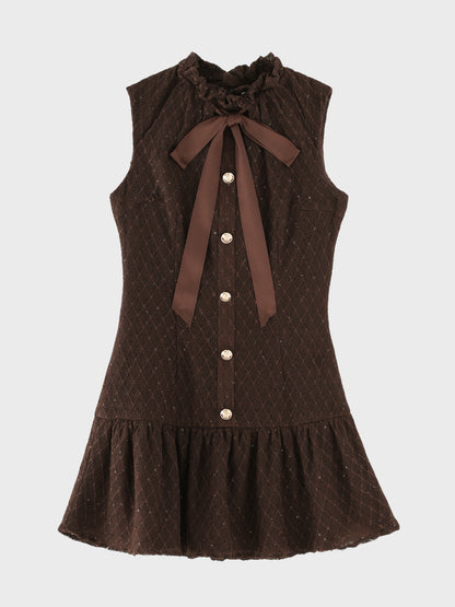 Maison knit lace bowtie mini onepiece(eme10572)