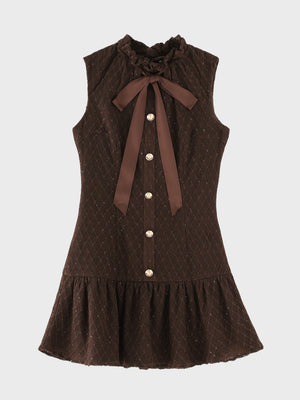 Maison knit lace bowtie mini onepiece(eme10572)