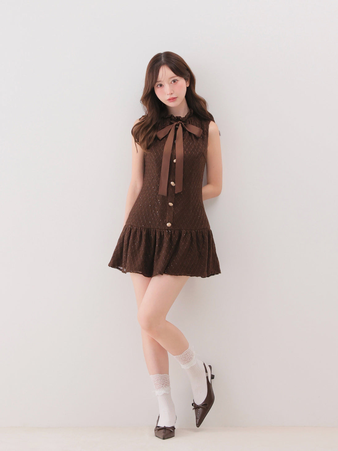 model：162cm　(size：F　color：Brown)
