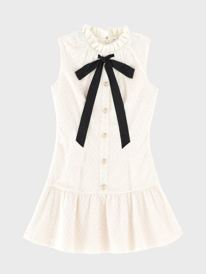 Maison knit lace bowtie mini onepiece(eme10572)