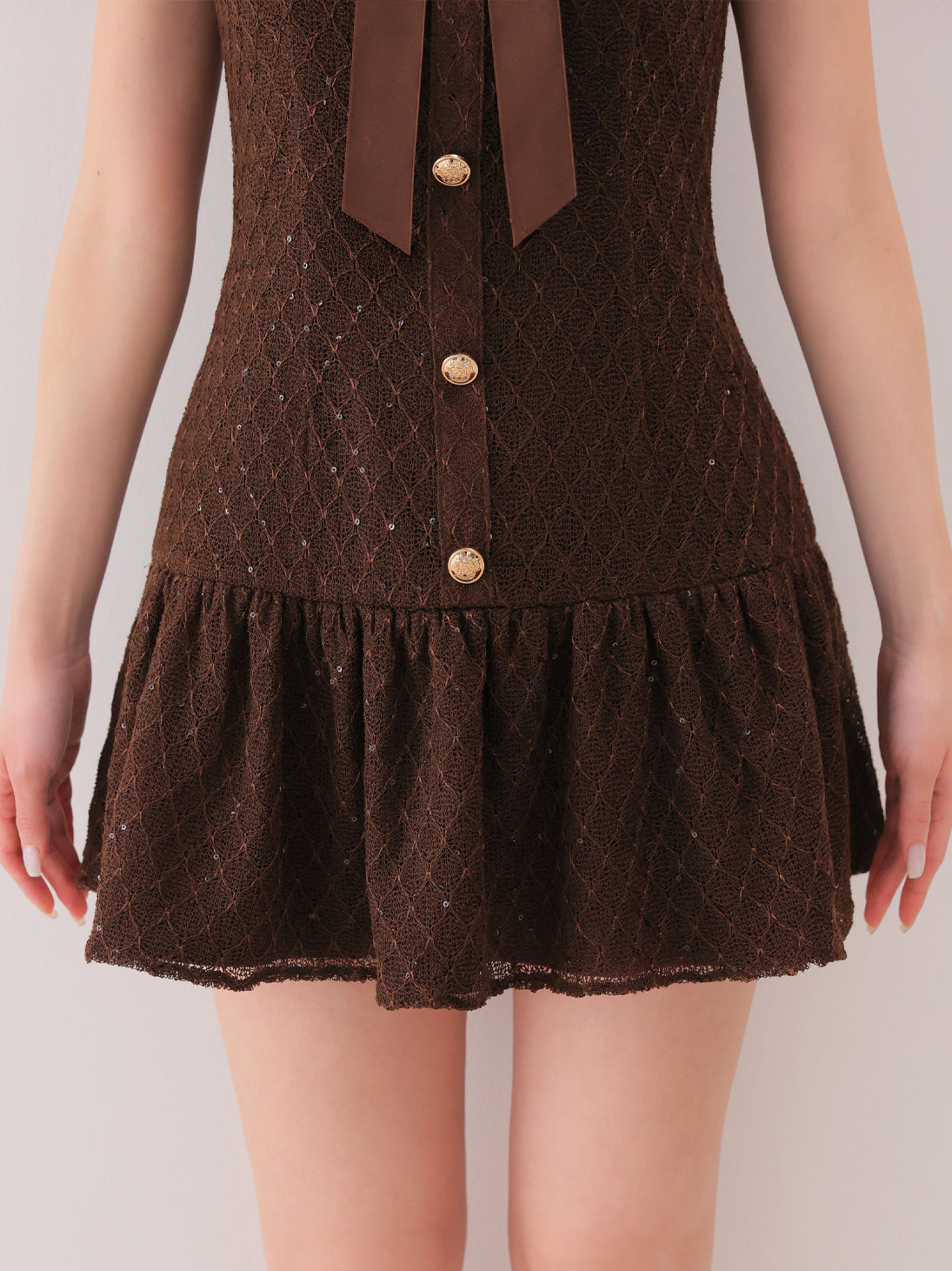 Maison knit lace bowtie mini onepiece(eme10572)