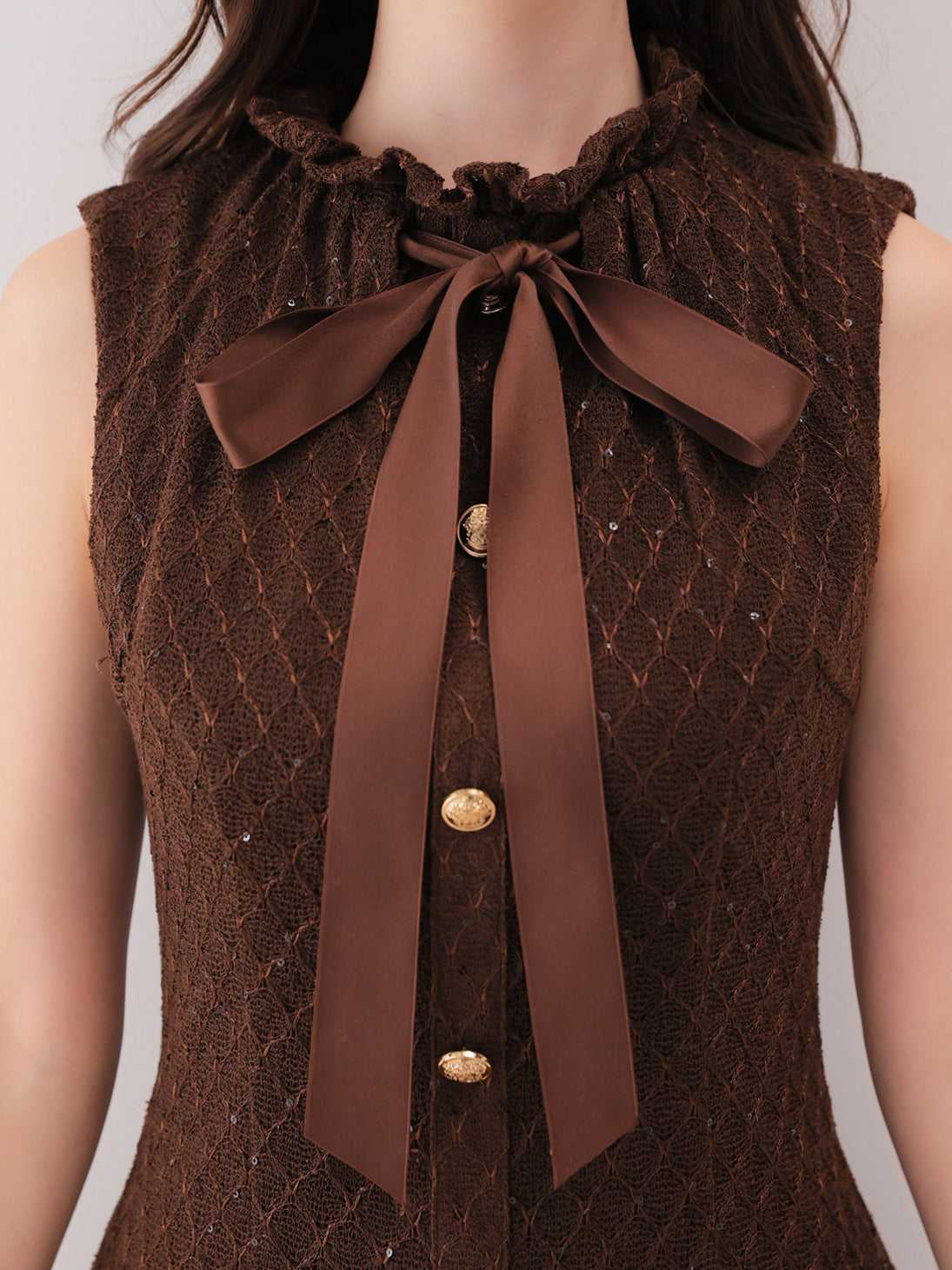 Maison knit lace bowtie mini onepiece(eme10572)