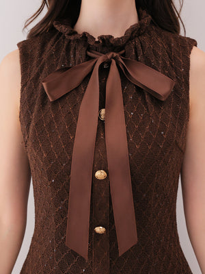 Maison knit lace bowtie mini onepiece(eme10572)
