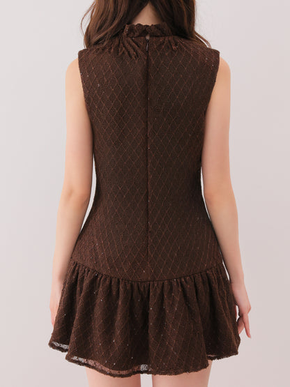 Maison knit lace bowtie mini onepiece(eme10572)