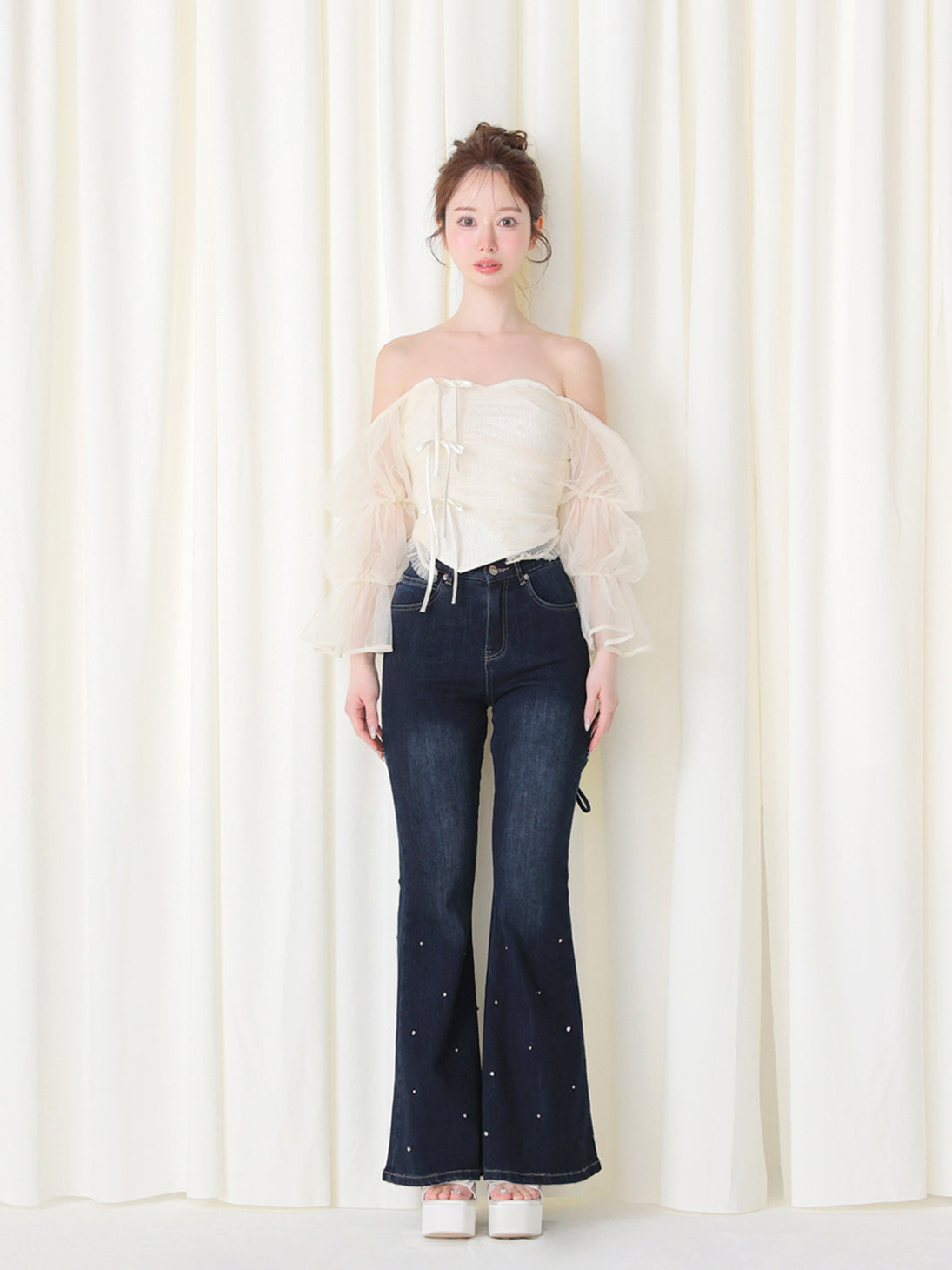 model：162cm　(size：S　color：Navy)