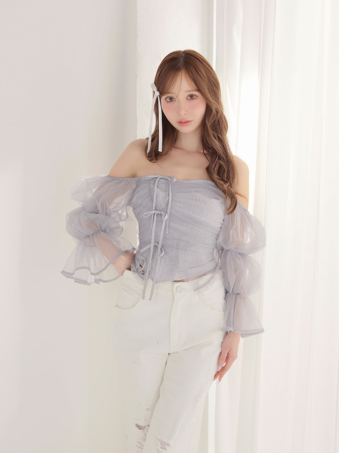 model：162cm　(size：F　color：Blue)