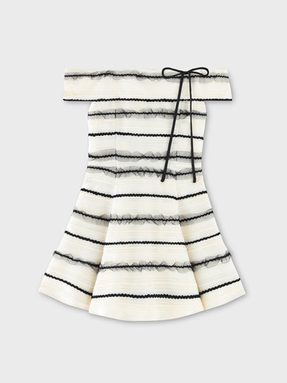 【Pre Order】Cherie ribbon border knit mini onepiece(eme10574)