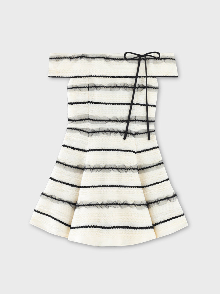 【Pre Order】Cherie ribbon border knit mini onepiece(eme10574)