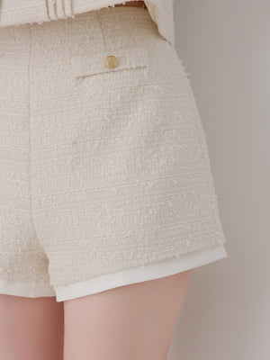 Spring tweed hem layered pants(eme10576)
