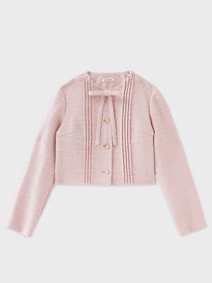 Spring tweed collarless jacket(eme10575)