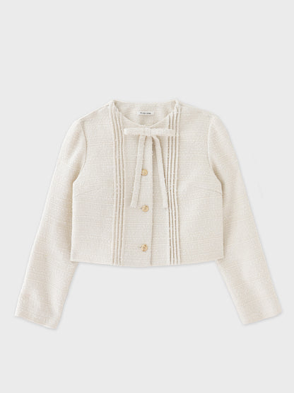 Spring tweed collarless jacket(eme10575)