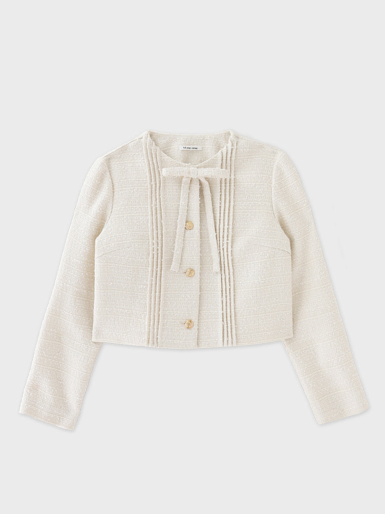 Spring tweed collarless jacket(eme10575)