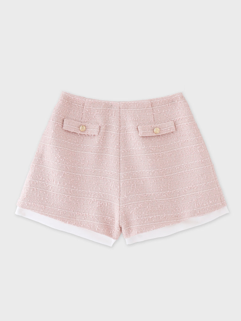 Spring tweed hem layered pants(eme10576)