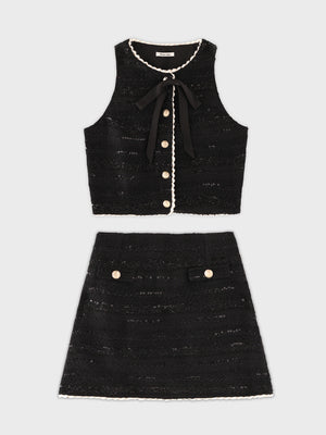 Noir ribbon tweed setup(eme10577)