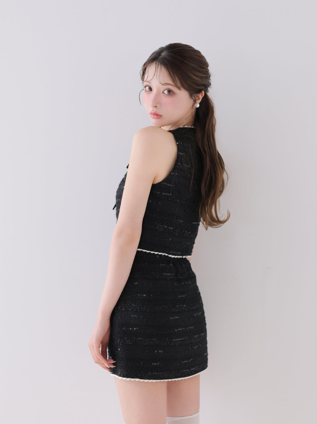 Noir ribbon tweed setup(eme10577) – M me eme