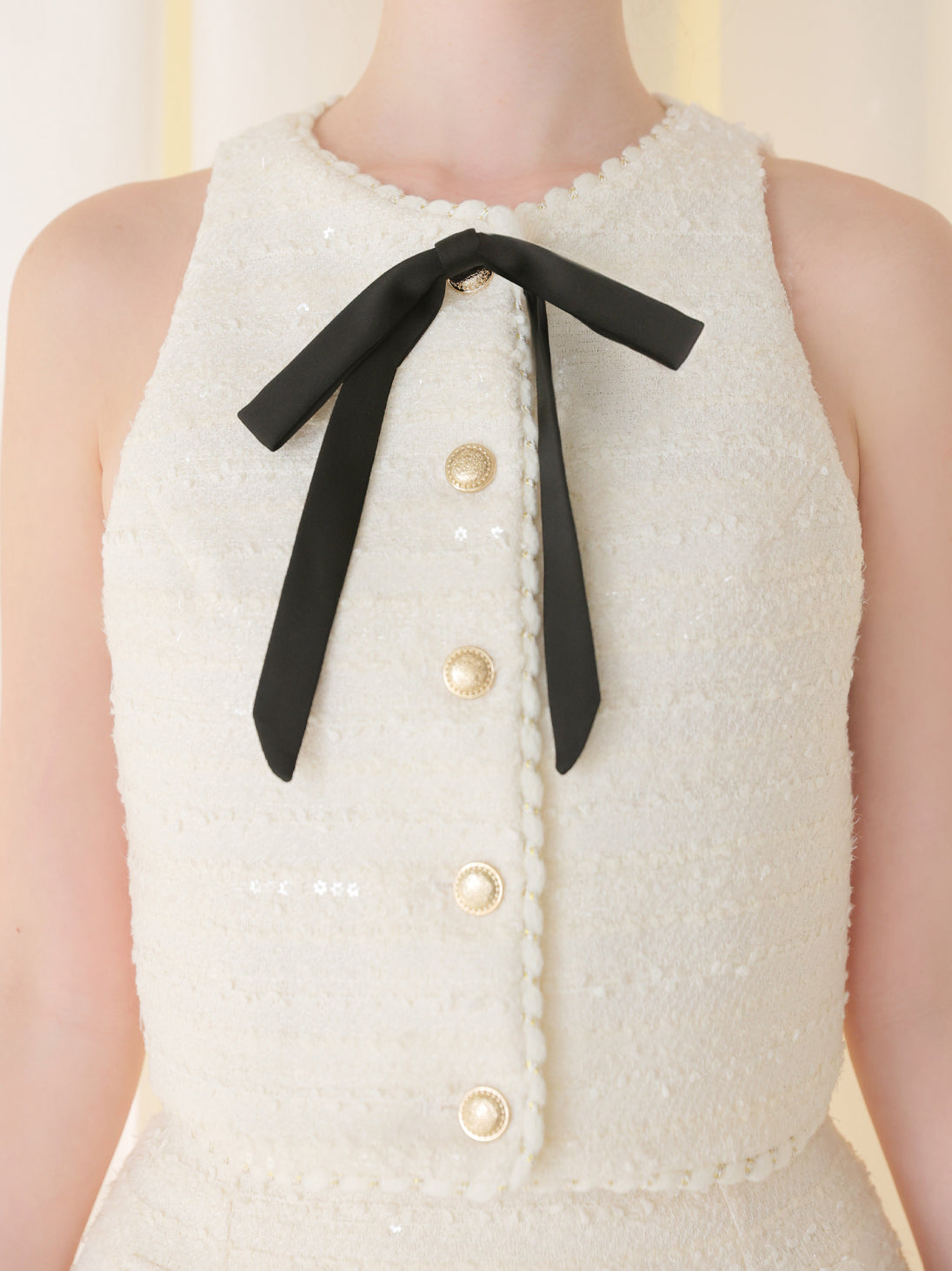 Noir ribbon tweed setup(eme10577)