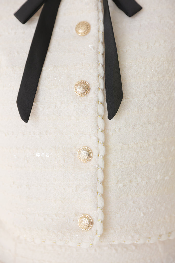 Noir ribbon tweed setup(eme10577)