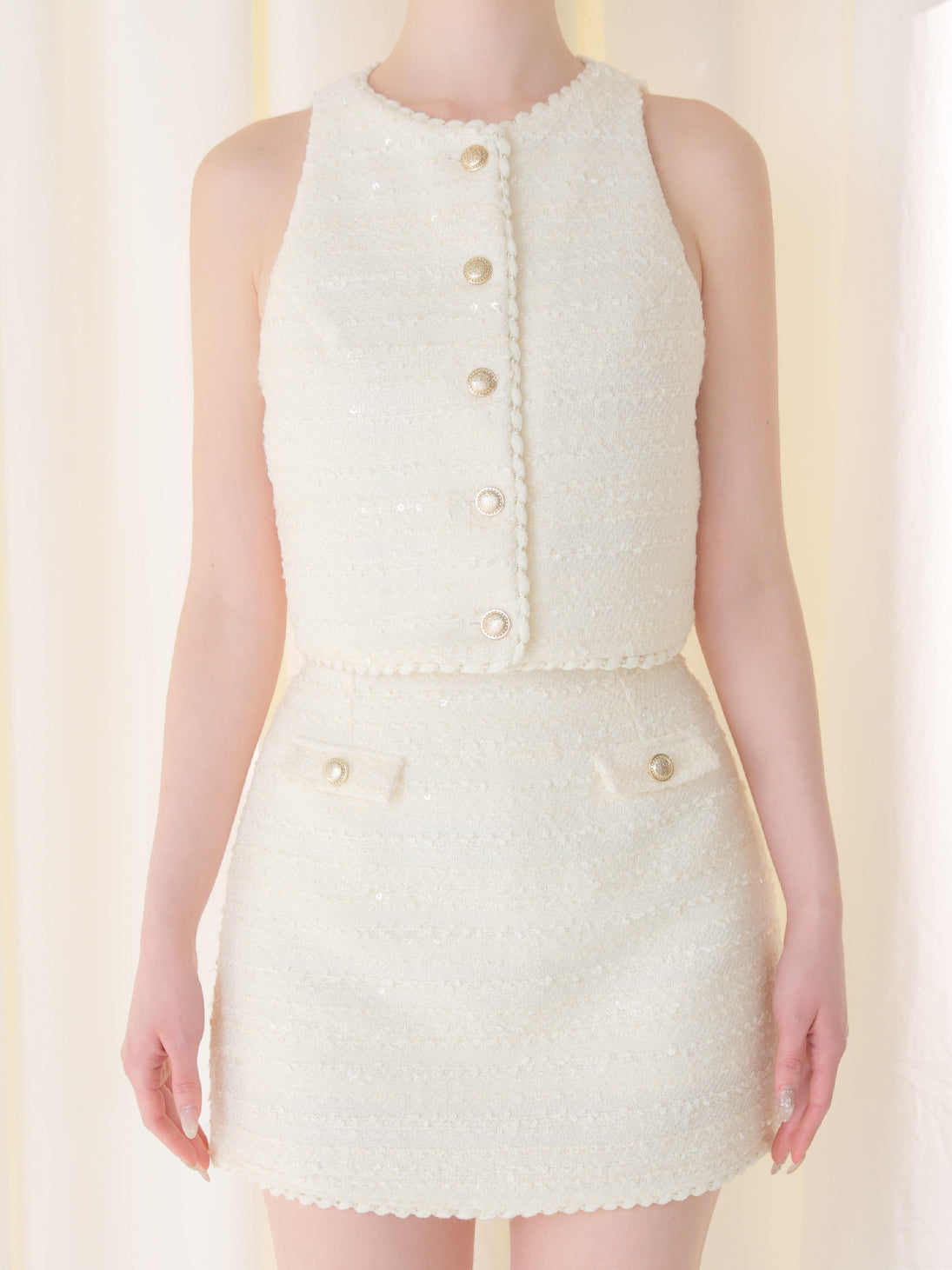 Noir ribbon tweed setup(eme10577)