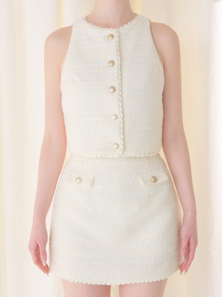 Noir ribbon tweed setup(eme10577)