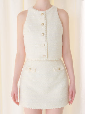 Noir ribbon tweed setup(eme10577)