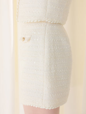 Noir ribbon tweed setup(eme10577)