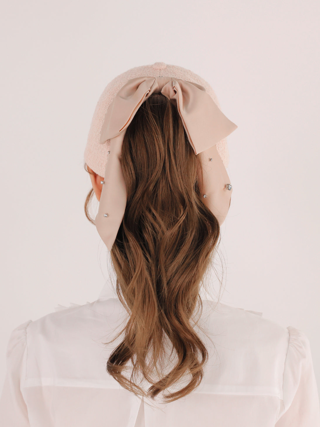 3way ribbon tweed cap(eme10578)