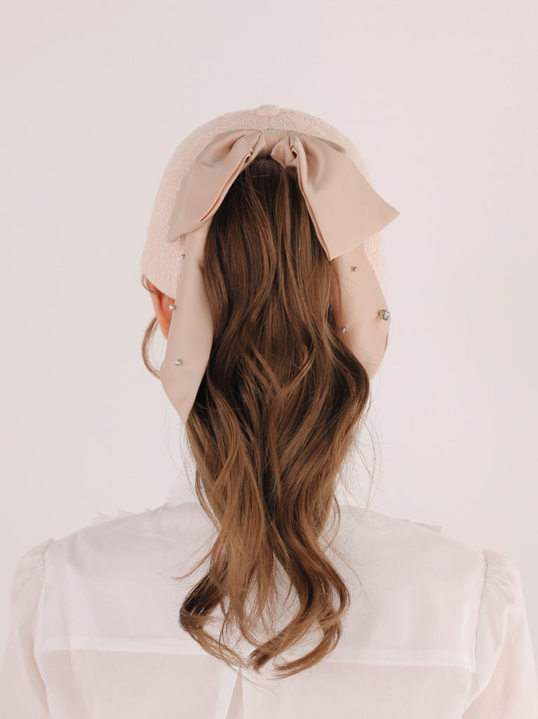 3way ribbon tweed cap(eme10578)