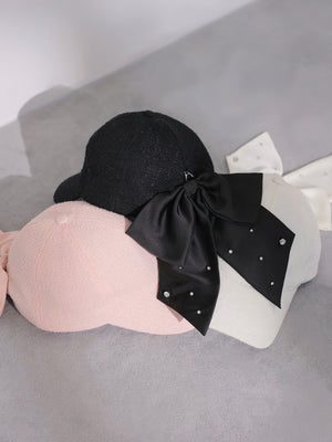 3way ribbon tweed cap(eme10578)