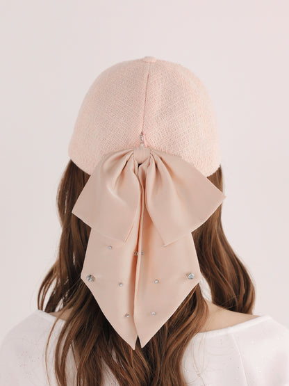 3way ribbon tweed cap(eme10578)