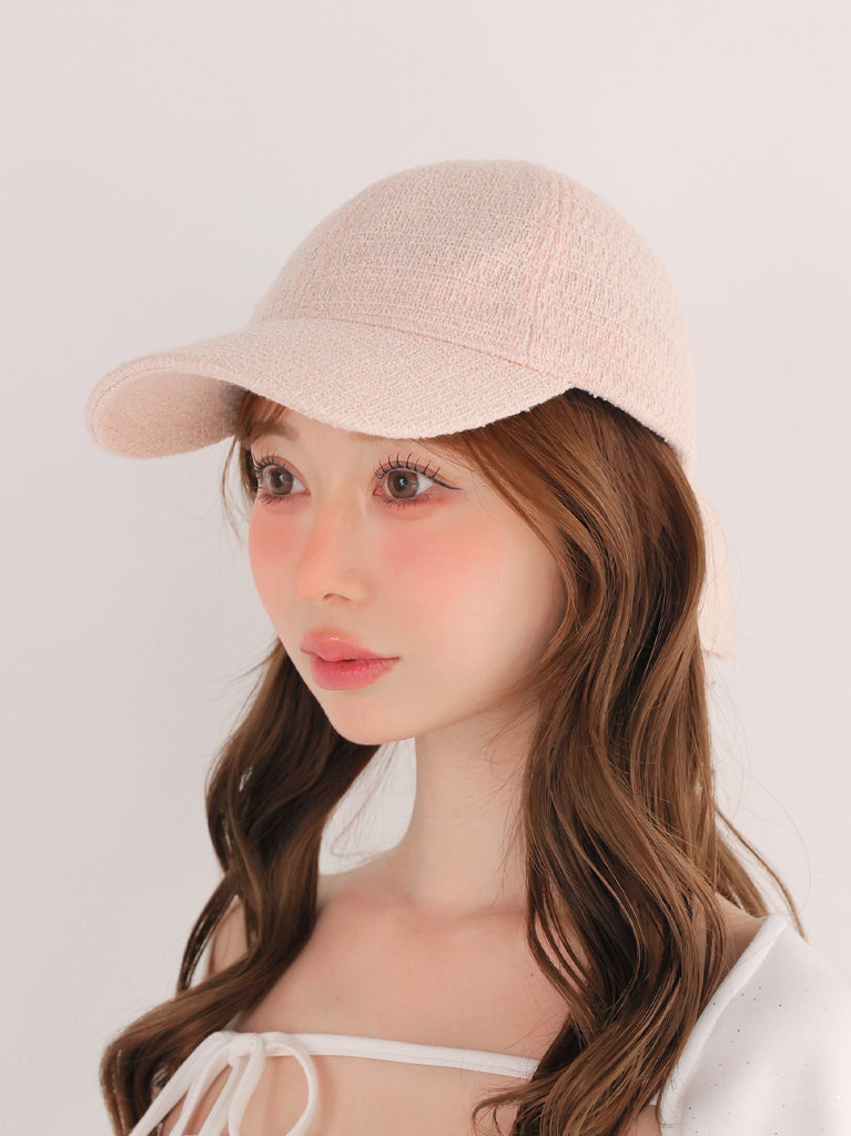 3way ribbon tweed cap(eme10578)
