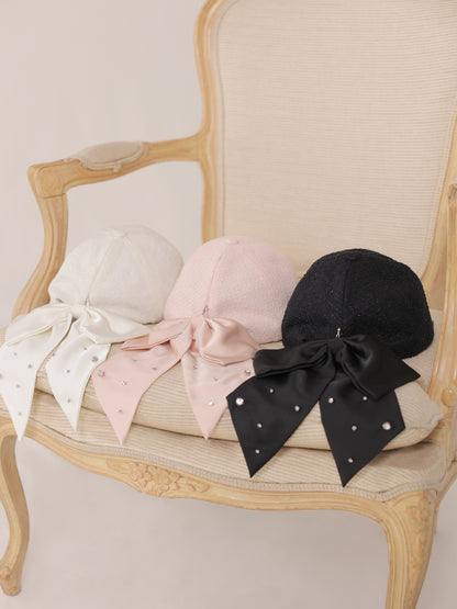 3way ribbon tweed cap(eme10578)