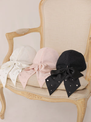 3way ribbon tweed cap(eme10578)