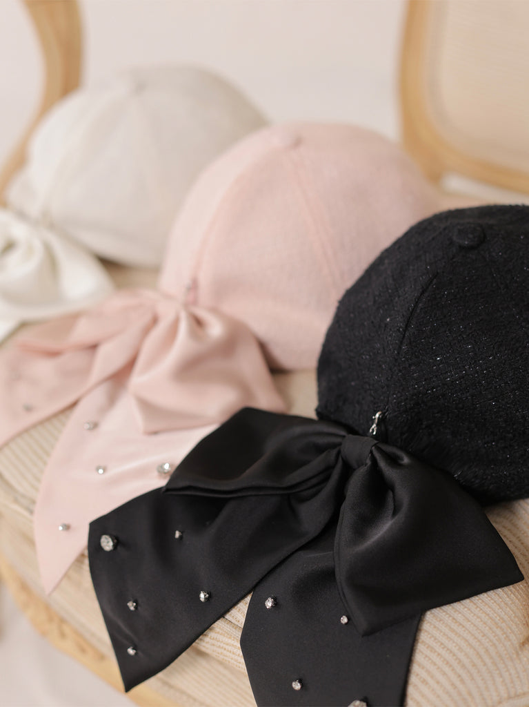 3way ribbon tweed cap(eme10578)